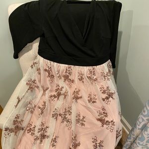 Black blush and gold maxi dress